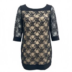 New Directions Black Lace 3/4 Sleeve Blouse – NWOT
